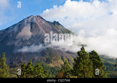 Smoking Arenal Volcano, active volcano near La Fortuna, Costa Rica. Stock Photo
