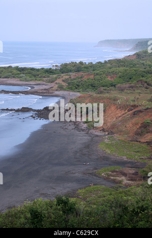 Lush green coast. Las Flores, Usulutan, El Salvador, Central America Stock Photo