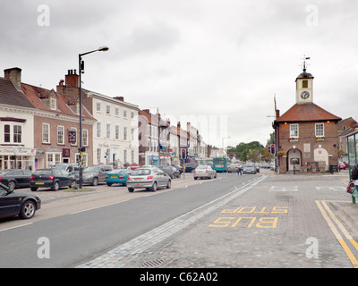 High Street and old Town Hall in Yarm, Stockton-on-Tees England Stock Photo