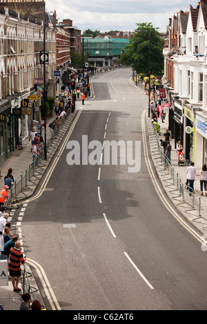 The Fulham Road in South West London cleared of traffic. London-Surrey Cycle Classic. Stock Photo