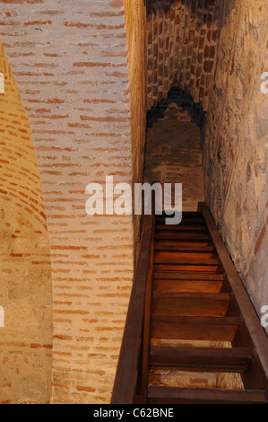 Staircase- Interior of the  Watchtower belonging to the Wall of ALCALA DE HENARES ( 13 th ) .SPAIN Stock Photo