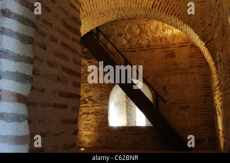 Staircase- Interior of the Watchtower belonging to the Wall of ALCALA DE HENARES ( 13 th ) .SPAIN Stock Photo