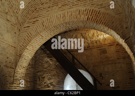 Staircase- Interior of the Watchtower belonging to the Wall of ALCALA DE HENARES ( 13 th ) .SPAIN Stock Photo