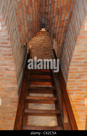 Staircase- Interior Watchtower belonging to the Wall of ALCALA DE HENARES ( 13 th ) .SPAIN Stock Photo