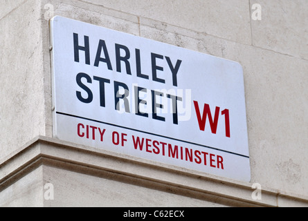 Harley Street sign, London, Britain, UK Stock Photo