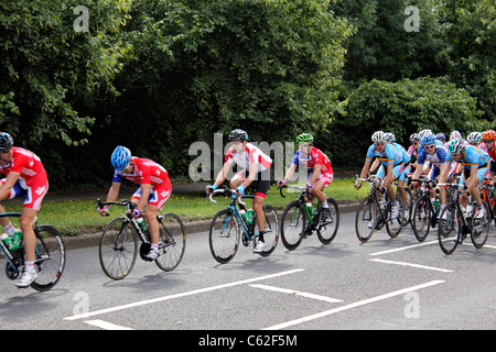 London - Surrey Cycle Classic road race, Olympic Trial Event. Near Hampton Court Surrey. Mark Cavendish in green helmet. Stock Photo