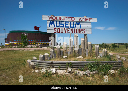 Wounded Knee massacre Museum located near mass grave on Oglala Lakota Sioux Pine Ridge reservation in South Dakota USA US  hi-res Stock Photo