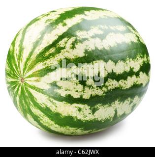 Watermelon isolated on white background. File contains a path to cut. Stock Photo