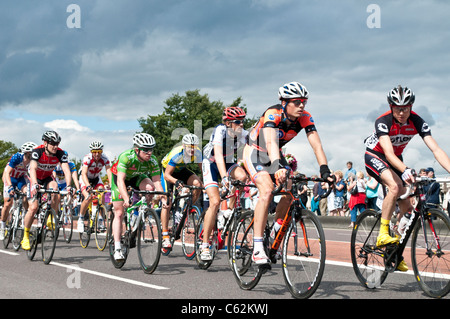 London Surrey Cycle Classic road race goes over Kingston Bridge, London, UK, 14/08/2011 Stock Photo