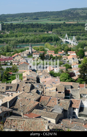 View over the Provencal Village of Volonne in the Durance Valley, Alpes-de-Haute-Provence, Provence, France Stock Photo