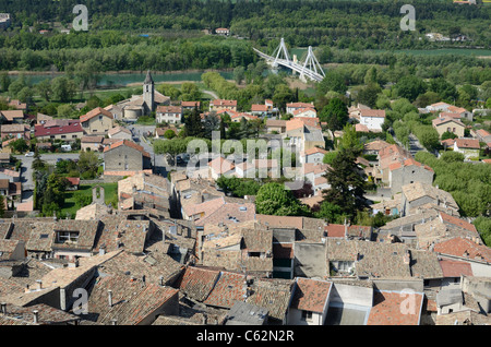 View over the Provencal Village of Volonne in the Durance Valley, Alpes-de-Haute-Provence, Provence, France Stock Photo