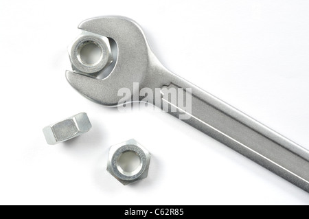 Spanner and Nuts Stock Photo