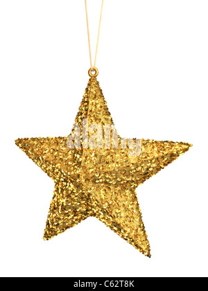 Gold Christmas star isolated over a white background Stock Photo