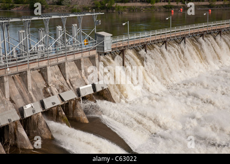 Black Eagle Falls Dam, Missouri River, Great Falls, MT Stock Photo