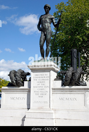 First World War Machine Gun Corps memorial, Hyde Park Corner, London Stock Photo