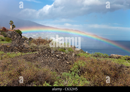 Rainbow at Mazo, La Palma, Canary islands, Spain, Europe Stock Photo