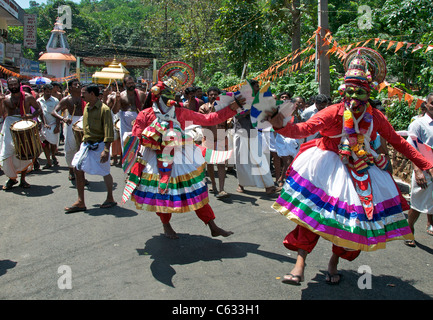 Kathakali dancers Hindu Festival Kanjirapally Kerala South India Stock Photo