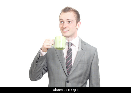 Business man drinking his coffee Stock Photo