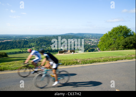 The National Trust Box HIll in Dorking, Surrey. Surrey Hills. Cycling event of 2012 London Olympics, early summer morning Stock Photo