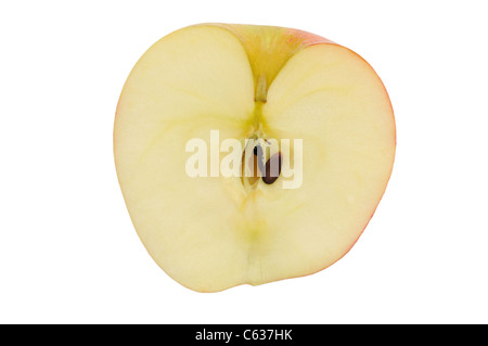 Half Apple with Pips on White Background Stock Photo