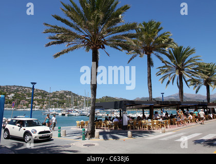 Cafes at Puerto Andratx in Majorca Spain Stock Photo