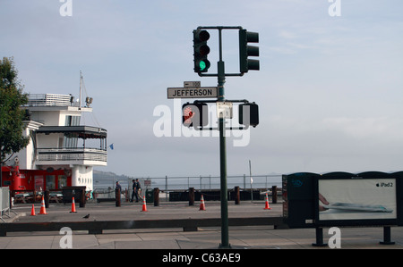 Traffic Lights on Jefferson - San Francisco Stock Photo 