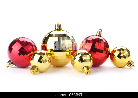 Shiny christmas balls isolated on white background Stock Photo
