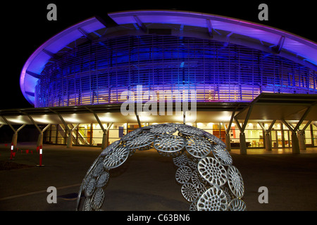 Ball sculpture and Darwin Convention Centre at night, Darwin, Northern Territory, Australia Stock Photo