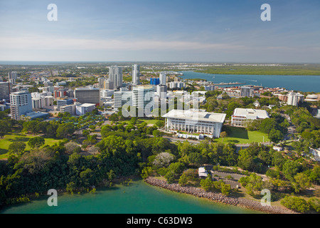 Darwin CBD, and Parliament House (right), Darwin, Northern Territory, Australia - aerial Stock Photo