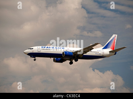 Transaero Airlines Boeing 737-4Y0 London Heathrow.  SCO 7575 Stock Photo