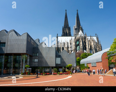 View of Museum Ludwig and Cathedral in Cologne Germany Stock Photo