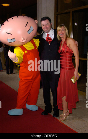 Seth Macfarlane,Wife, Stewie at arrivals for FAMILY GUY's STEWIE GRIFFIN: THE UNTOLD STORY DVD Party, Mann's National Theatre, Los Angeles, CA, September 27, 2005. Photo by: David Longendyke/Everett Collection Stock Photo