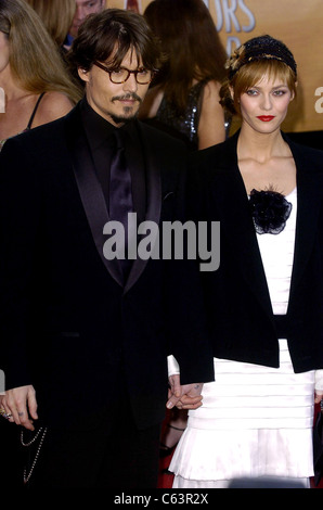 Johnny Depp, Vanessa Paradis in the press room for 11th Annual Screen Actors Guild (SAG) Awards, Shrine Auditorium, Los Angeles, CA, February 05, 2005. Photo by: Michael Germana/Everett Collection Stock Photo