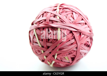 Rubber band ball on white background Stock Photo