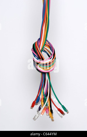 Coloured computer network cables Stock Photo