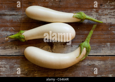 Fresh white mini eggplants Stock Photo