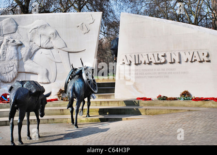 The Animals in War memorial, Park Lane, London commemorating all the creatures killed serving in Britain's military campaigns. Stock Photo