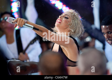 Lady Gaga on stage for NBC Today Show Concert with Lady Gaga, Rockefeller Plaza, New York, NY July 9, 2010. Photo By: Lee/Everett Collection Stock Photo