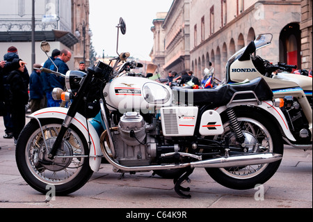 A Moto Guzzi V7 special with a chrome tank parked up at the 2019 Calne