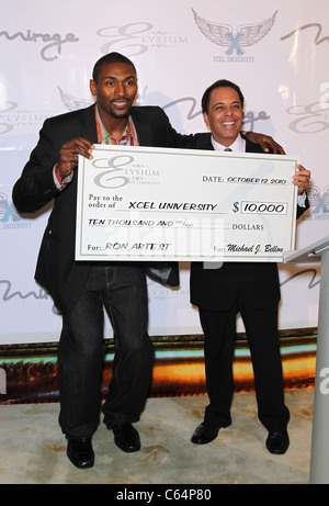 Ron Artest, Michael Bellon at arrivals for Ron Artest Receives Key to the City of Las Vegas, FIN Restaurant at Mirage Casino Resort, Las Vegas, NV October 12, 2010. Photo By: MORA/Everett Collection Stock Photo