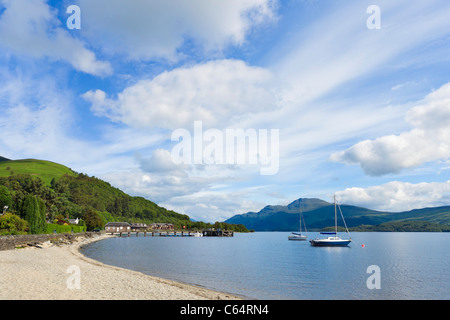 The Beach at Luss on the west bank of Loch Lomond, Argyll and Bute, Scotland, UK Stock Photo