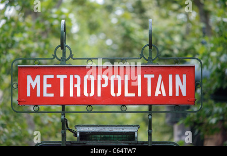 Iconic Paris mtero underground sign Stock Photo