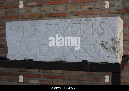 Ashlar .Renaissance ( Plateresque ) belonging to the ANTIQUARIUM - Wall of ALCALA DE HENARES ( 13 th ).SPAIN Stock Photo