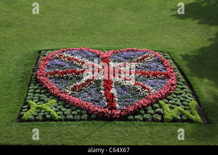 Floral display in The Parade Gardens Bath, England to celebrate the wedding of Prince William and Kate Stock Photo