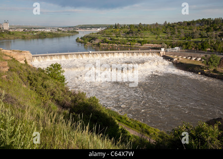 Black Eagle Falls Dam, Missouri River, Great Falls, MT Stock Photo