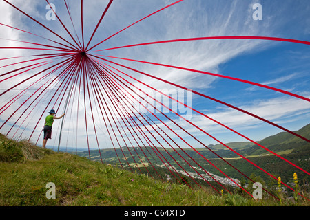 The Land Art work called 'Cardinal', carried out by Robert and Gongora (France). Installation de Land Art intitulée 'Cardinal'. Stock Photo