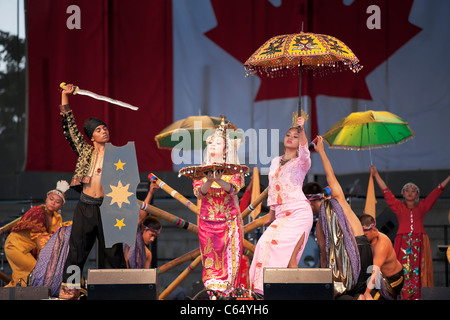 Filipino dancers performing at Folklorama.  Winnipeg, Manitoba, Canada. Stock Photo