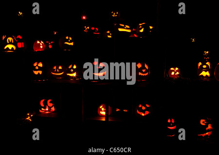 Part of the jack-o'lantern displays at the annual Jack-O'Lantern Spectacular at the Roger Williams Park Zoo in Providence, RI. Stock Photo