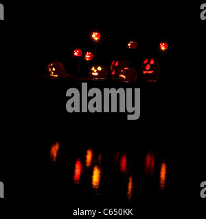 Part of the jack-o'lantern displays at the annual Jack-O'Lantern Spectacular at the Roger Williams Park Zoo in Providence, RI. Stock Photo