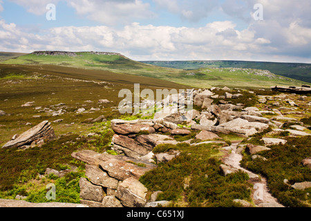 Hathersage Moor - view towards Higger Tor and Carl Wark, Derbyshire, England Stock Photo